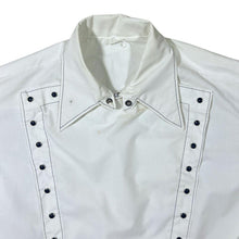 Load image into Gallery viewer, Cowboy Western Punk Style Popper Button Panel Zip White Long Sleeve Shirt
