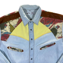 Load image into Gallery viewer, Vintage ANGELO LITRICO Western Cowboy Long Sleeve Blue Denim Shirt
