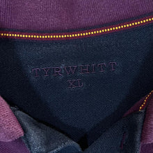 Load image into Gallery viewer, Early 00&#39;s CHARLES TYRWHITT Burgundy Black Colour Block Striped Long Sleeve Polo Shirt
