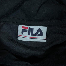 Load image into Gallery viewer, FILA Rhinestone Diamante Logo Spellout Black Velour Cropped Hoodie
