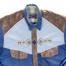 Load image into Gallery viewer, Vintage 90's OSCAR WASHINGTON Cowboy Western Style Long Sleeve Blue Denim Shirt
