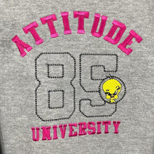 Load image into Gallery viewer, Early 00’s Looney Tunes “Attitude University” Tweety Y2K Embroidered Raglan Sweatshirt
