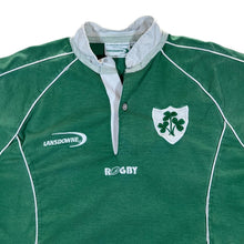 Load image into Gallery viewer, Lansdowne Rugby IRELAND Embroidered Crest Logo Heavy Cotton Green Rugby Shirt
