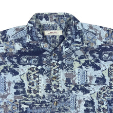 Load image into Gallery viewer, Vintage 90's ANDRE LEON Blue Mix Crazy Abstract Patterned Short Sleeve Flannel Shirt
