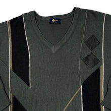 Load image into Gallery viewer, Vintage GABICCI Colour Block Grandad Acrylic Wool V-Neck Knit Sweater Jumper
