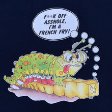 Load image into Gallery viewer, I'm A French Fry Caterpillar Cartoon Novelty Spellout Graphic Navy Blue T-Shirt

