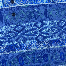 Load image into Gallery viewer, Vintage 90’s Blue Beige Crazy Aztec Abstract Patterned 1/4 Button Shirt
