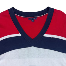 Load image into Gallery viewer, TOMMY HILFIGER Colour Block Striped V-Neck Sweater Jumper
