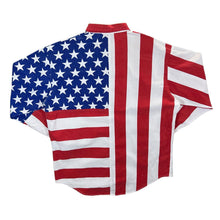 Load image into Gallery viewer, Vintage USA American Flag Stars &amp; Stripes Colour Block Patterned Long Sleeve Shirt
