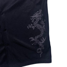 Load image into Gallery viewer, Early 00&#39;s Cutting Edge Gothic Y2K Dragon Mesh Layered Black Short Sleeve Shirt
