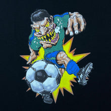 Load image into Gallery viewer, Soccer Freak Impulse Wear Football Monster Cartoon Graphic Black T-Shirt
