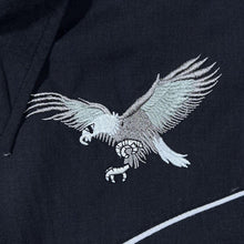 Load image into Gallery viewer, Vintage Cowboy Western Embroidered Eagle Black Long Sleeve Popper Shirt
