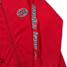 Load image into Gallery viewer, NAUTICA JEANS CO. &quot;NJC&quot; Big Logo Spellout Graphic Red Zip Hoodie
