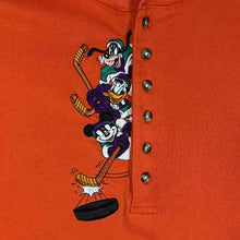 Load image into Gallery viewer, Vintage 90's The Disney Store Embroidered Hockey Character Henley Button Long Sleeve T-Shirt
