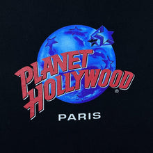 Load image into Gallery viewer, Early 00's Planet Hollywood "Paris" Souvenir Logo Graphic Black Short Sleeve T-Shirt
