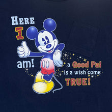 Load image into Gallery viewer, Vintage Disney Jerry Leigh HERE I AM Mickey Mouse Spellout Graphic Navy Blue T-Shirt
