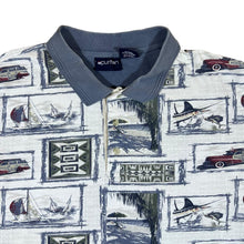 Load image into Gallery viewer, Vintage PURITAN Fishing Car Abstract Patterned Short Sleeve Polo Shirt
