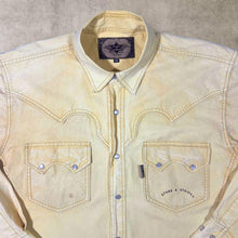 Load image into Gallery viewer, Vintage Stars &amp; Stripes Cowboy Western Yellow Popper Cotton Long Sleeve Shirt
