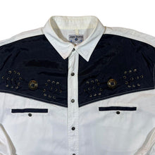 Load image into Gallery viewer, Vintage John Baner Cowboy Western White Black Popper Cotton Long Sleeve Shirt
