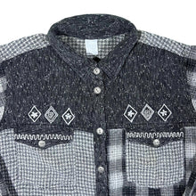 Load image into Gallery viewer, Vintage 90&#39;s Embroidered Multi Check Houndstooth Cotton Viscose Long Sleeve Shirt
