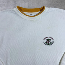 Load image into Gallery viewer, Vintage 90&#39;s Clubwear Tradition Embroidered Crest Logo White Yellow Waffle Sweatshirt
