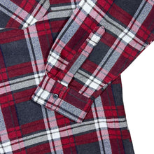 Load image into Gallery viewer, Vintage Grey Red White Lumberjack Plaid Check Cotton Long Sleeve Flannel Shirt
