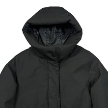 Load image into Gallery viewer, UNI QLO Classic Minimal Black Hooded Down Feather Fill Padded Jacket Coat
