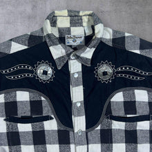 Load image into Gallery viewer, Vintage John Baner Cowboy Western Black White Plaid Check Long Sleeve Flannel Shirt
