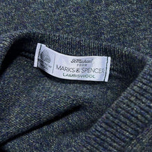 Load image into Gallery viewer, Vintage 90&#39;s St Michael Marks &amp; Spencer Green-Blue V-Neck Lambswool Knit Jumper
