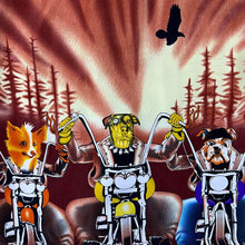 Load image into Gallery viewer, Early 00's Fuhua Goth Y2K Dog Biker Graphic Red Open Collar Shirt
