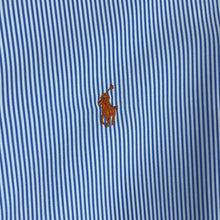 Load image into Gallery viewer, POLO RALPH LAUREN &quot;Regent Custom Fit&quot; Blue White Pinstriped Long Sleeve Shirt
