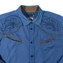 Load image into Gallery viewer, Atlas For Men Cowboy Western Blue Cotton Long Sleeve Shirt
