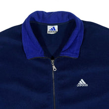Load image into Gallery viewer, Vintage ADIDAS Classic Embroidered Mini Logo Blue Zip Fleece Sweatshirt
