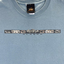 Load image into Gallery viewer, Vintage Prairie Mountain &quot;Alaska&quot; Souvenir Spellout Graphic Blue T-Shirt
