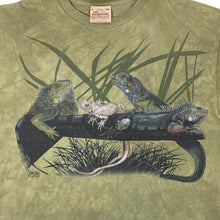 Load image into Gallery viewer, Vintage THE MOUNTAIN (2001) Lizard Reptile Wildlife Graphic Green Tie Dye T-Shirt
