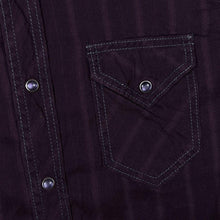 Load image into Gallery viewer, Arizona Jeans Co. Burgundy Maroon Striped Cowboy Western Popper Cotton Shirt
