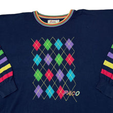 Load image into Gallery viewer, Vintage PACO Argyle Patterned Multi Colour Striped Knit Crewneck Sweater Jumper
