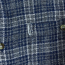 Load image into Gallery viewer, Vintage DeSigner&#39;s Club Navy Blue White Plaid Check Long Sleeve Cotton Flannel Shirt
