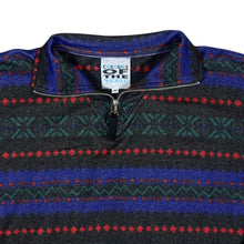Load image into Gallery viewer, Vintage 90's COLOURS OF THE WORLD Crazy Patterned 1/4 Zip Lightweight Fleece Sweatshirt
