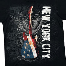 Load image into Gallery viewer, Anvil NEW YORK CITY Guitar USA Flag Souvenir Spellout Graphic T-Shirt
