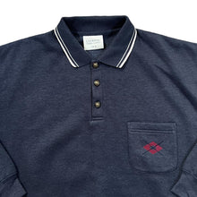 Load image into Gallery viewer, Vintage SAVATINI Embroidered Pocket Navy Blue Collared Sweatshirt
