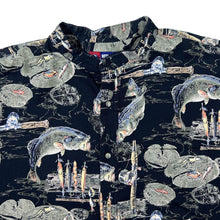 Load image into Gallery viewer, Reel Legends Fishing Outdoors All-Over Print Patterned Short Sleeve Grandad Collared Shirt
