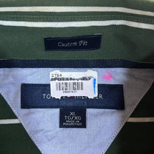 Load image into Gallery viewer, Tommy Hilfiger &quot;Custom Fit&quot; Green White Striped Long Sleeve Cotton Dress Shirt
