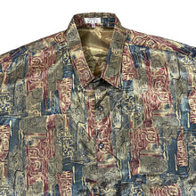 Load image into Gallery viewer, Vintage THAI SILK Crazy Abstract Patterned Made In Thailand Short Sleeve Silk Shirt
