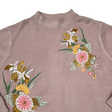 Load image into Gallery viewer, M&amp;S Marks &amp; Spencer Embroidered Floral Flower Mock Neck Heavy Knit Sweater Jumper
