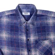 Load image into Gallery viewer, Vintage Vesta Blue Red White Plaid Check Long Sleeve Cotton Flannel Shirt
