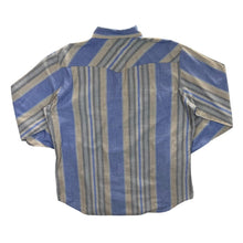 Load image into Gallery viewer, Vintage Youngbloods Western Cowboy Blue Grey Brown Striped Popper Long Sleeve Shirt

