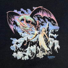 Load image into Gallery viewer, Vintage Screen Stars (1999) QUICKSILVER Gothic Fantasy Dragon Graphic Black Short Sleeve T-Shirt
