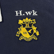 Load image into Gallery viewer, HOWICK &quot;H.wk&quot; Embroidered Patch Logo Navy Blue Pullover Hoodie
