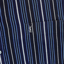 Load image into Gallery viewer, Vintage YSL Yves Saint Laurent Blue Multi Striped Short Sleeve Button-Up Shirt
